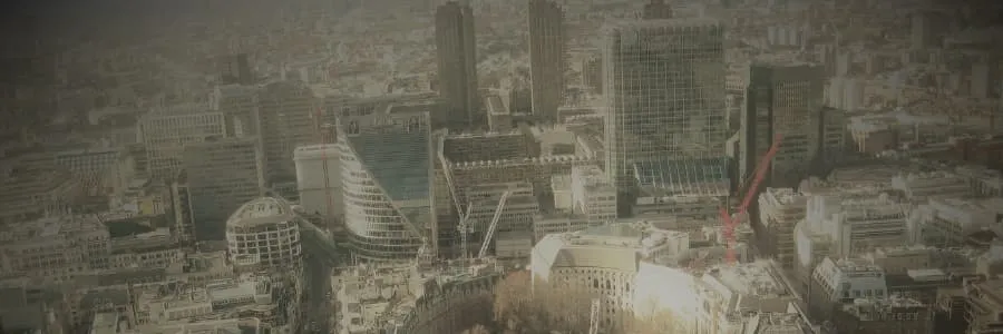 Cityscape view of London from tall building